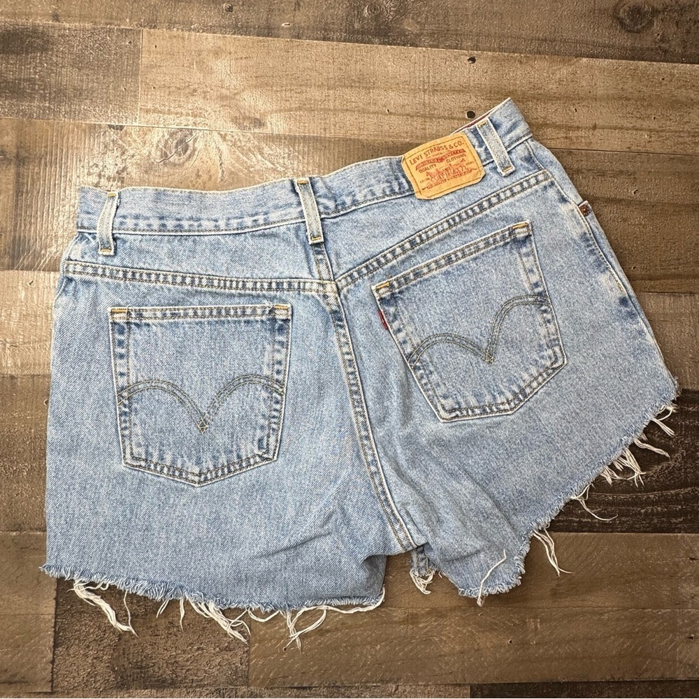 Levi's Blue Jean Shorts Distressed Cutoff size 16 - Picture 5 of 12